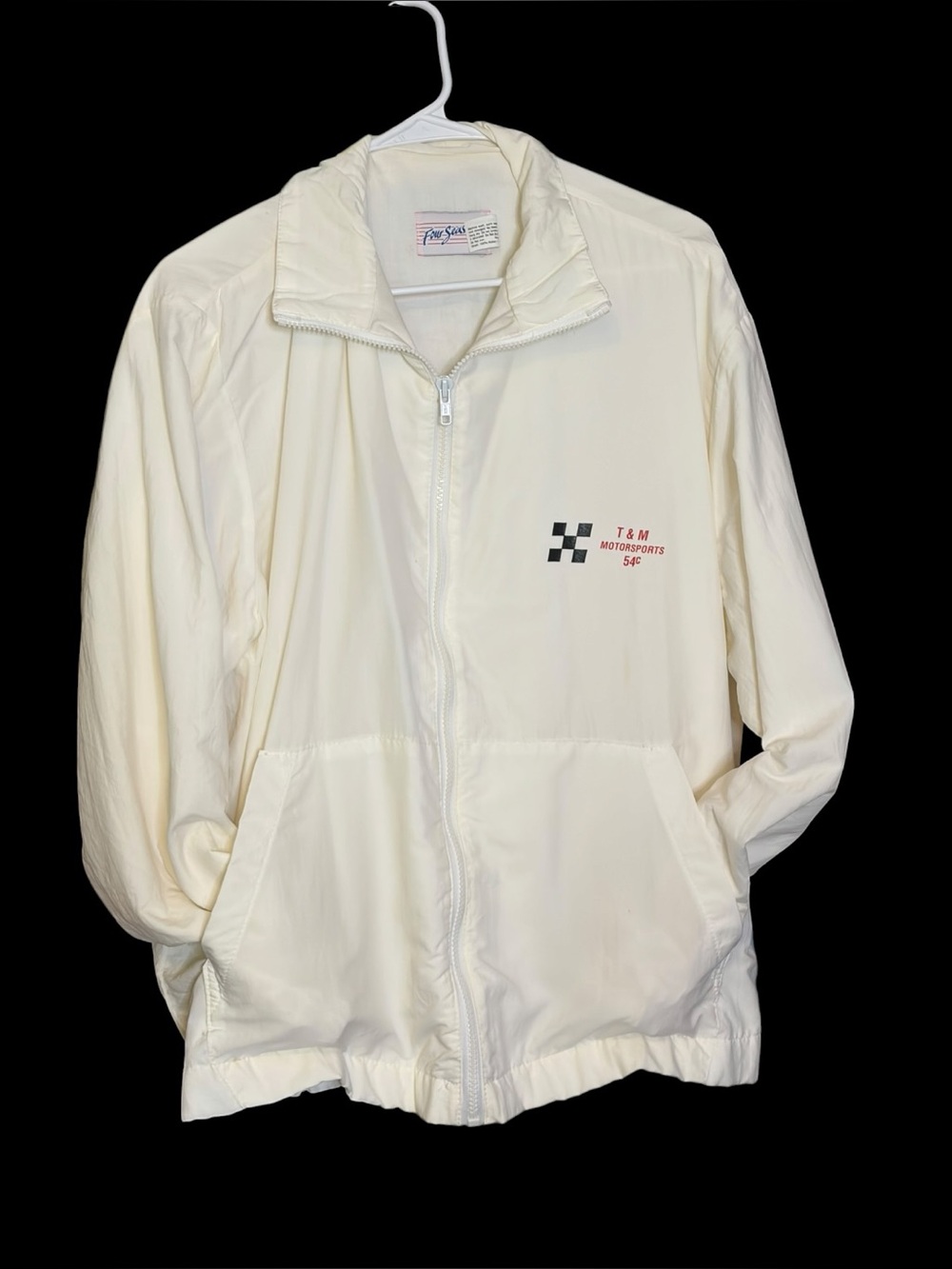 Vintage 80s T&M Motorsports Windbreaker Jacket White Size Large Four Seasons